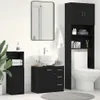 A bathroom vanity set with a sink, mirror, and storage cabinets. Produktbild-Vorschau
