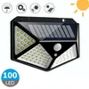 A solar-powered outdoor light with motion sensor and multiple LEDs, presented with icons indicating its features. Produktbild-Vorschau