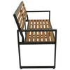 A side view of a two-seater garden bench with a metal frame and wooden slats. Produktbild-Vorschau