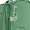 Close-up of a green Travelite trolley with a combination lock and zippers. Produktbild-Vorschau
