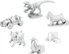 A collection of silver-colored game tokens on a white background. Produktbild-Vorschau