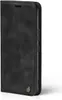 A black flip-style phone case is shown from the side on a white background. Produktbild-Vorschau