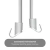 Close-up of the bottom parts of two white telescopic curtain rods with hooks, against a white background. Produktbild-Vorschau