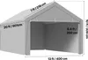 A diagram showing the dimensions of a gray carport tent. Podgląd zdjęcia produktu