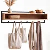 FineBuy Wandgarderobe Akazie Massivholz 90cm mit Ablage Produktbild-Vorschau 6