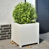 vidaXL Pflanzkübel Weiß 50x50x50 cm Stahl Produktbild-Vorschau 2