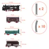 A diagram showing the dimensions of a toy train set with multiple cars and tracks. Produktbild-Vorschau