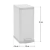 A product shot of a trash can with dimensions indicated. Voir les images du produit