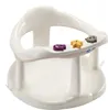 A white baby bath seat with three colorful toys attached to the front. Náhled obrázku produktu