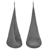 Two grey hanging chairs are shown against a white background. Produktbild-Vorschau