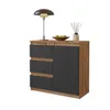 Kommode 80 cm Eiche Wotan / Anthrazit, 3 Schubladen, 1 Tür, Produktbild-Vorschau 1