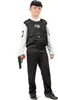 A young boy dressed in an FBI costume, holding a toy gun. Produktbild-Vorschau
