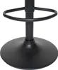 A close-up view of the base and footrest of a black bar stool. Podgląd zdjęcia produktu