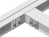 A close-up view of an aluminum corner bracket connecting two aluminum profiles. Produktbild-Vorschau