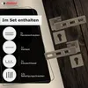 A product image showing door handles and included accessories, with text detailing the contents of the set. Produktbild-Vorschau