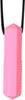 A pink teething necklace pendant shaped like a faceted crystal, hanging from a black cord. Produktbild-Vorschau