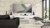 A modern living room with a large television, audio system, and furniture. Podgląd zdjęcia produktu