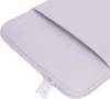 A close-up shot of a violet laptop sleeve with zippers. Produktbild-Vorschau