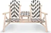 A wooden bench with a black and white patterned design. Produktbild-Vorschau