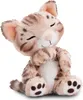 A plush toy cat sitting down with its eyes closed. Produktbild-Vorschau