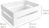 A white wooden crate with dimensions indicated by text and lines. Náhľad obrázku produktu
