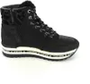 A black high-top sneaker with laces and a zipper, shown from the side against a white background. Produktbild-Vorschau