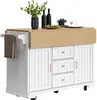 OKWISH Îlot De Cuisine Extensible Avec Roulettes Et Plateau Voir les images du produit 10
