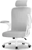 A studio shot of a gray and white ergonomic office chair. Produktbild-Vorschau