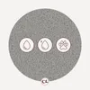 Three icons are displayed in a circle on a textured background, with a small logo at the bottom. Produktbild-Vorschau