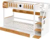 MODFU Etagenbett Kinderbett 90x200cm mit Treppe, Tafel, Produktbild-Vorschau 9