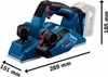 A Bosch Professional GHO 185-LI cordless planer with dimensions indicated. Produktbild-Vorschau