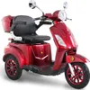 A red electric mobility scooter with a black seat and a storage box on the back, shown against a white background. Produktbild-Vorschau