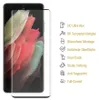 A smartphone screen protector is shown next to a list of its features. Produktbild-Vorschau