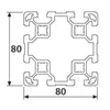Länge 1670mm - Aluminiumprofil 80x80 L (leicht) B-Typ Nut Produktbild-Vorschau 2