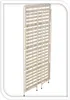 A folded beige metal bed frame with wooden slats. Podgląd zdjęcia produktu