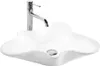 A white ceramic vessel sink with a modern chrome faucet. Produktbild-Vorschau