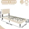 A diagram of a single bed frame with dimensions and specifications. Produktbild-Vorschau