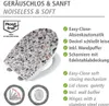 A toilet seat with a terrazzo pattern, featuring text and icons describing its features. Anteprima dell’immagine prodotto
