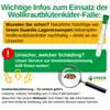 An informational graphic about a beetle trap, featuring text, illustrations, and a logo. Produktbild-Vorschau