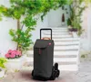 A shopping trolley is placed on a stone pathway in front of a white staircase with plants on either side. Produktbild-Vorschau