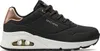 A side view of a black Skechers sneaker with rose gold accents. Náhled obrázku produktu