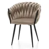 A modern upholstered dining chair with a woven backrest, presented against a white background. Náhľad obrázku produktu
