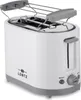 A white and gray LENTZ 2-slice toaster with a warming rack on top, shown from a slightly elevated front-side angle against a white background. Produktbild-Vorschau