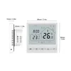 A digital thermostat and its side view with dimensions. Náhled obrázku produktu