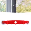 A red spline roller tool with white wheels is shown against a white background, with a blurred image of a window screen in the upper portion. Produktbild-Vorschau