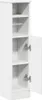 A white cabinet with its door open, showing shelves inside. Produktbild-Vorschau