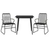 3-tlg. Garten-Essgruppe Schwarz PVC Rattan Produktbild-Vorschau 1