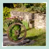 Relaxdays Wagenrad aus Holz, 2er Set, Deko für Garten, Produktbild-Vorschau 3