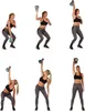 A collage of six images showing a woman performing different kettlebell exercises. Produktbild-Vorschau