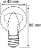 A diagram of a light bulb with dimensions indicated. Produktbild-Vorschau